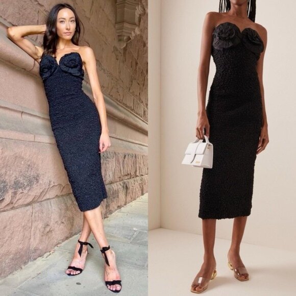 Mara Hoffman Dresses & Skirts - Mara Hoffman Mona Black Bodycon Organic Cotton Rosette Popcorn Dress Size M